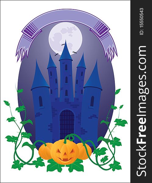 Vector illustration of the palace on a moonlit night. Vector illustration of the palace on a moonlit night