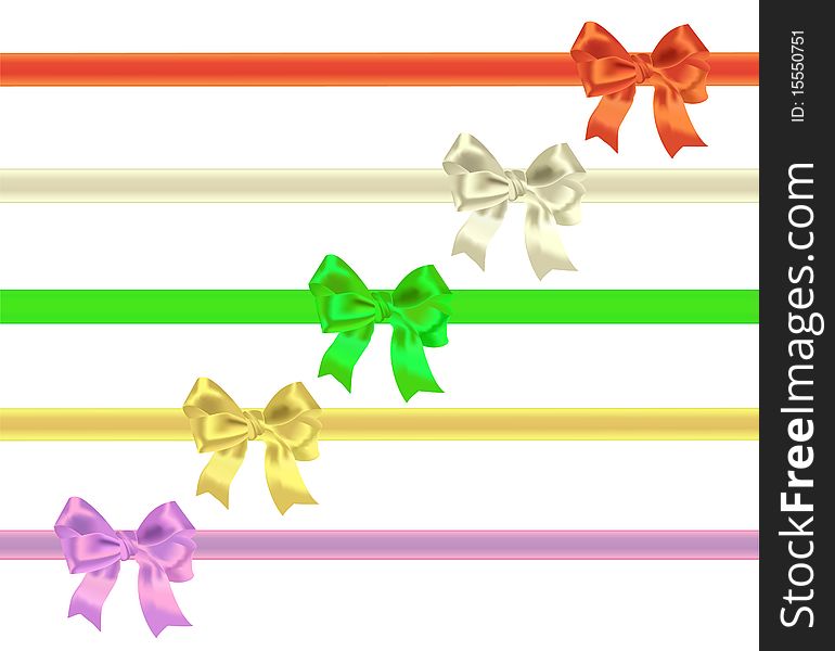 Bows and tapes on a white background. Bows and tapes on a white background