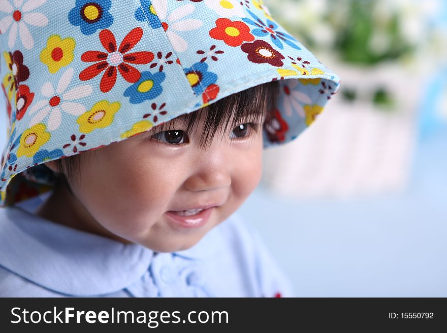 Cute baby girl in lovely hat