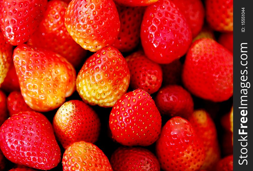 Group of red strawberries, nutritious and tasty fruits