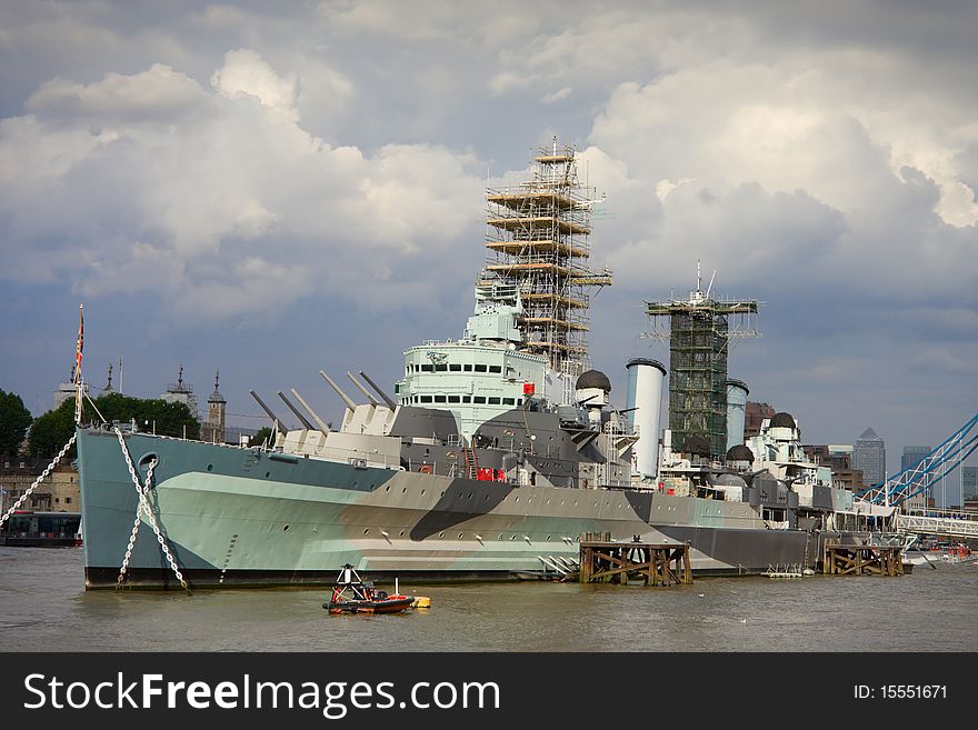 HMS Belfast battleship an Imperial War Museum on the river Thames. HMS Belfast battleship an Imperial War Museum on the river Thames