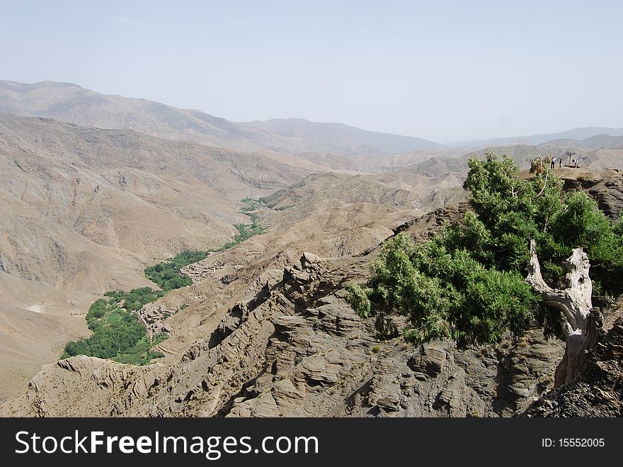 A view across the atlas mountains from a high pass in Morocco. A view across the atlas mountains from a high pass in Morocco