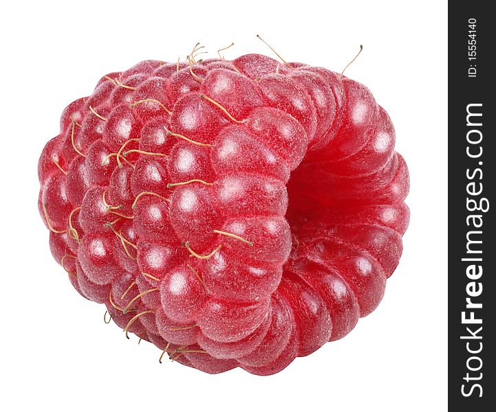 Raspberry on a white background. The object contains a path to isolation