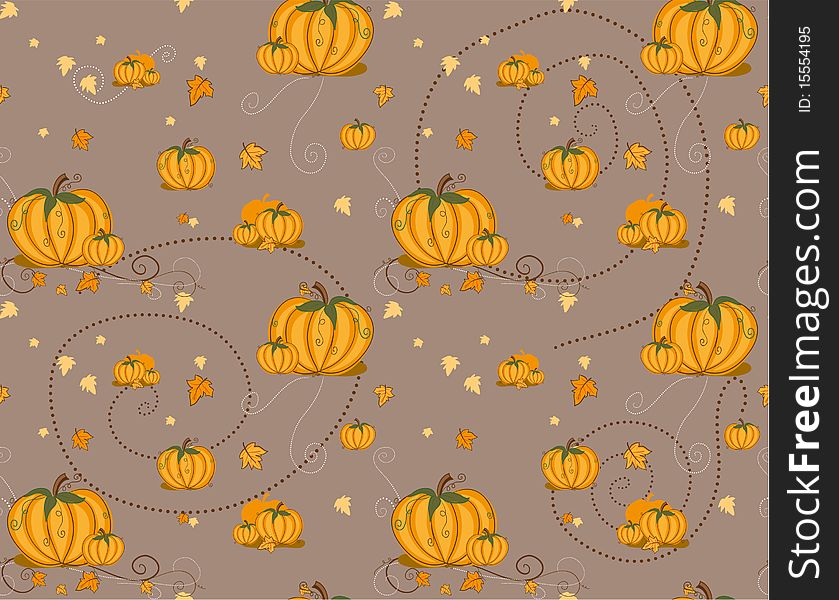 Seamless pattern - Pumpkins and leafs