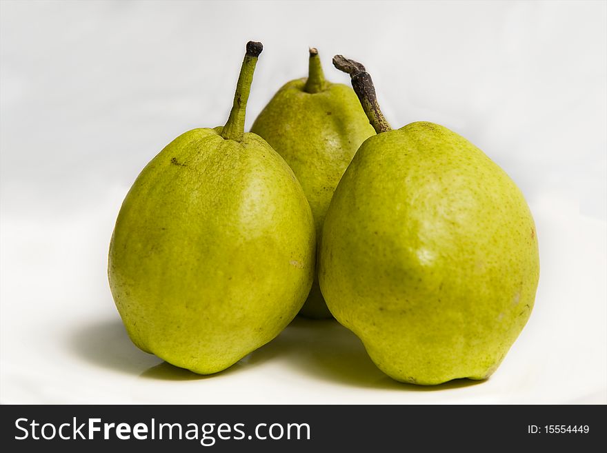 3 pear fruits on white background. 3 pear fruits on white background
