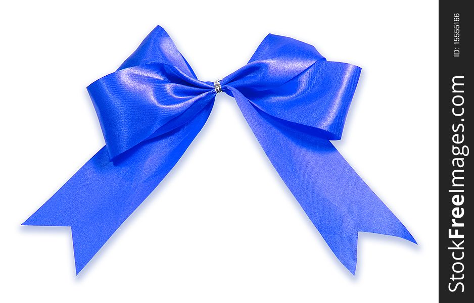 Blue ribbon cutout with isolated white background