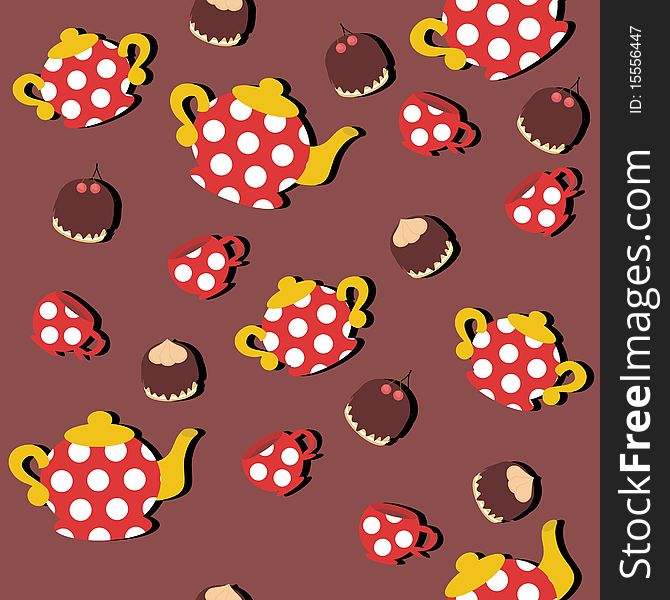 Seamless background with teapots