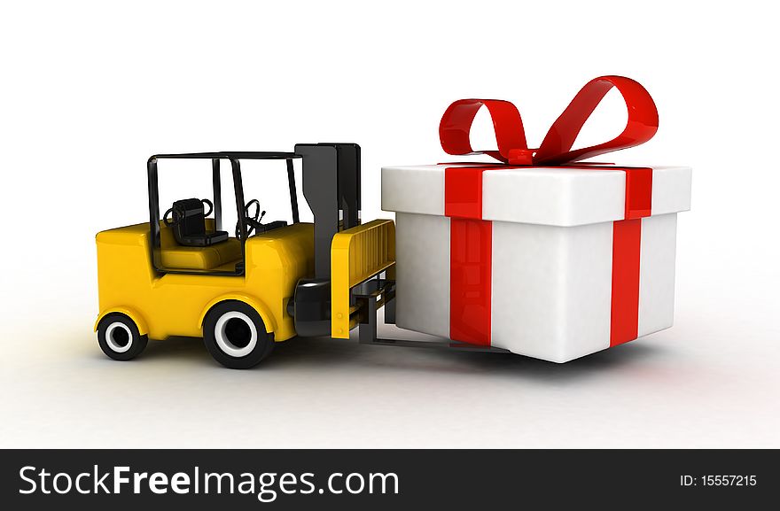 3d rendered white forklift  isolated. 3d rendered white forklift  isolated