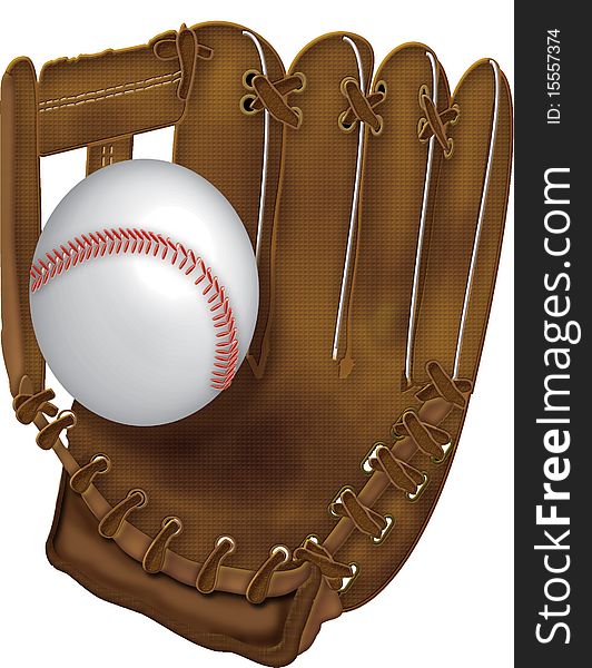 Illustration of baseball glove with ball inside. Illustration of baseball glove with ball inside