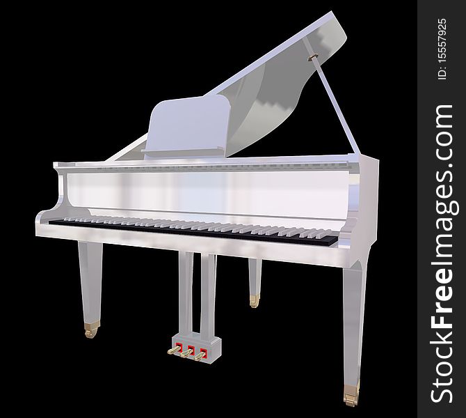 Gand Piano Isolated On A Black Background