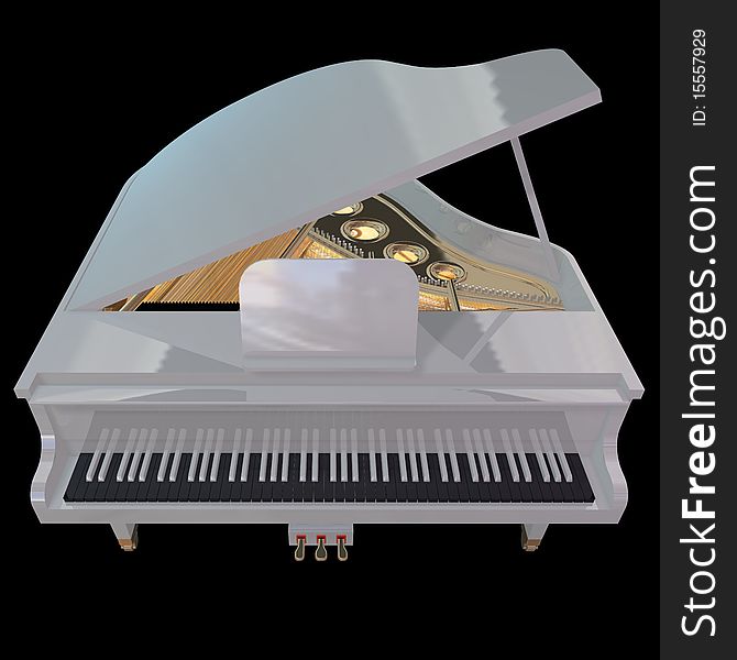 Gand piano isolated on a black background