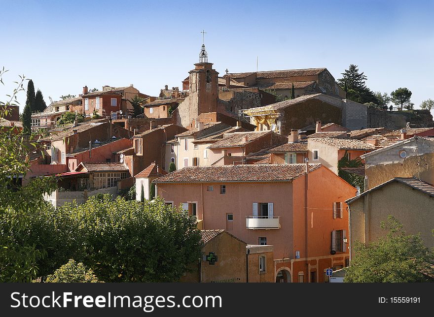 The village of Roussillon in the Luberon District of Provence, France.