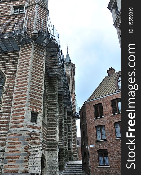 Historic area of Antwerp with narrow entry to the inner city from the wharf. Historic area of Antwerp with narrow entry to the inner city from the wharf