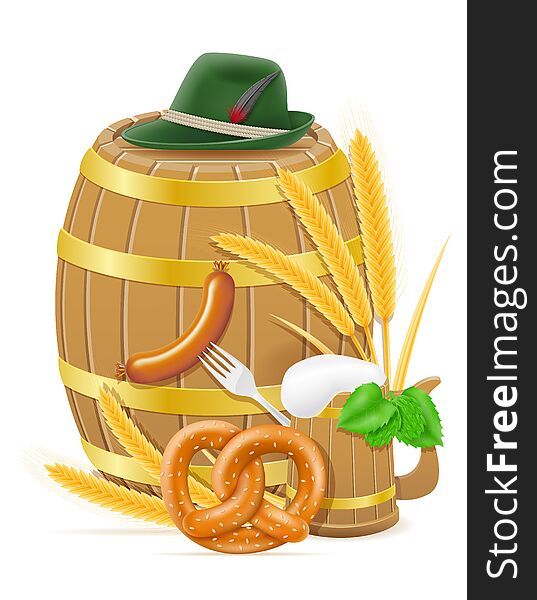 Elements and objects meaning oktoberfest beer festival vector illustration isolated on white background