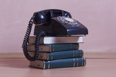 Stack Of Books With Vintage Telephone On Top Stock Photos Stack Of Books With Vintage Telephone On Top Stock Photos