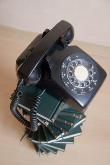 Stack Of Books With Vintage Telephone On Top Stock Images Stack Of Books With Vintage Telephone On Top Stock Images