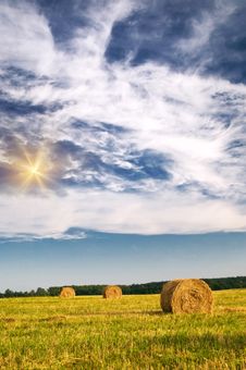 Haystack And Stubble By Summertime. Stock Images