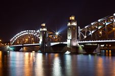 Steel Bridge At Night Royalty Free Stock Photography Steel Bridge At Night Royalty Free Stock Photography