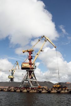 Cranes In Harbor. Royalty Free Stock Photo Cranes In Harbor. Royalty Free Stock Photo