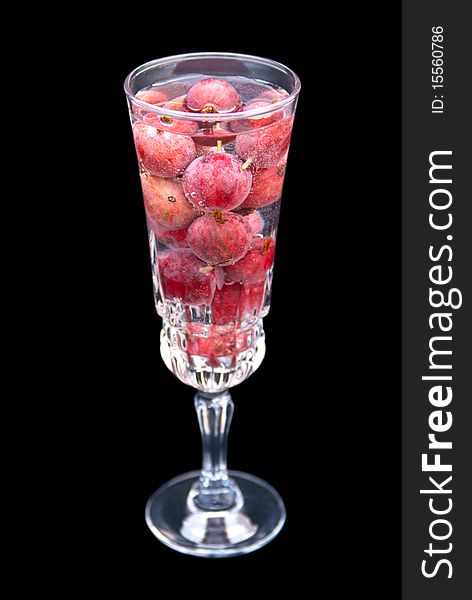 Glass of gooseberries fresh delicious drink