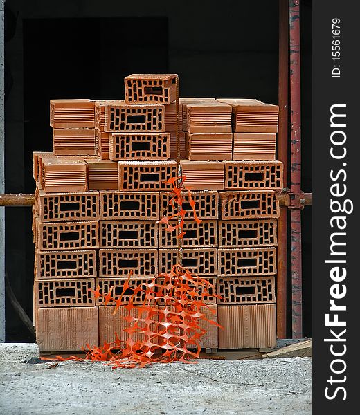 Red construction blocks. ceramic blocks. construction blocks. Red construction blocks. ceramic blocks. construction blocks.