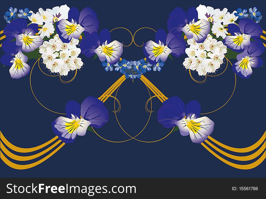 Illustration with blue flower decoration. Illustration with blue flower decoration