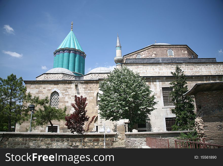 Mevlana museum mosque in Konya, Turkey. Mevlana museum mosque in Konya, Turkey