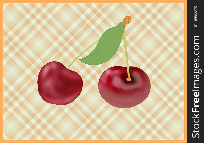 Illustration of cherry fruits on texture background
