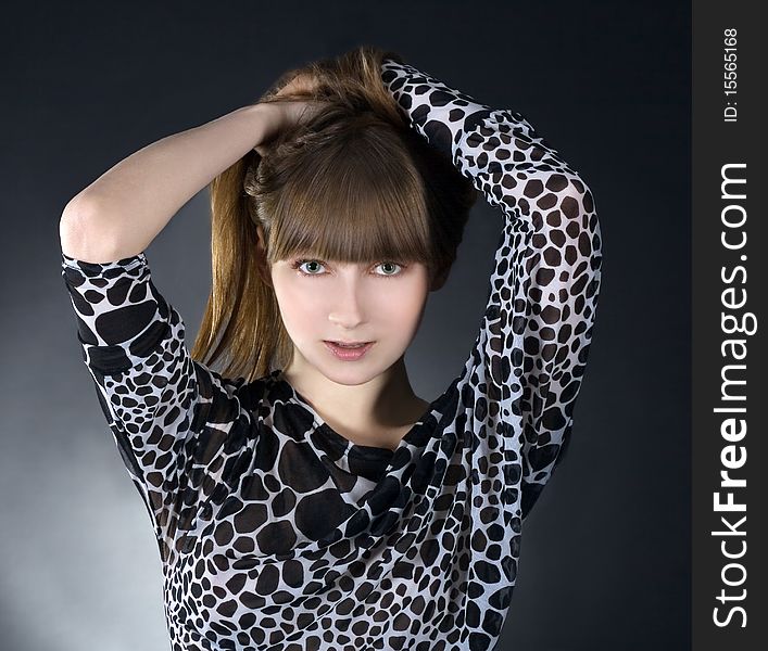 Brunette Girl Posing In Studio