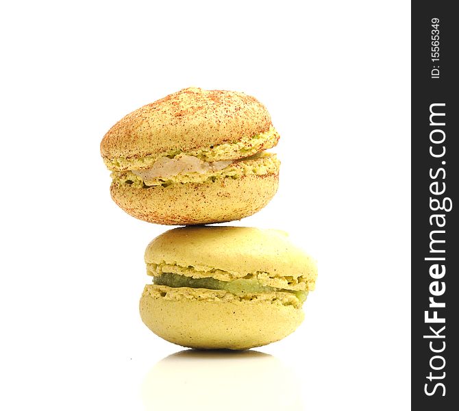 A macaroons composition on a white background