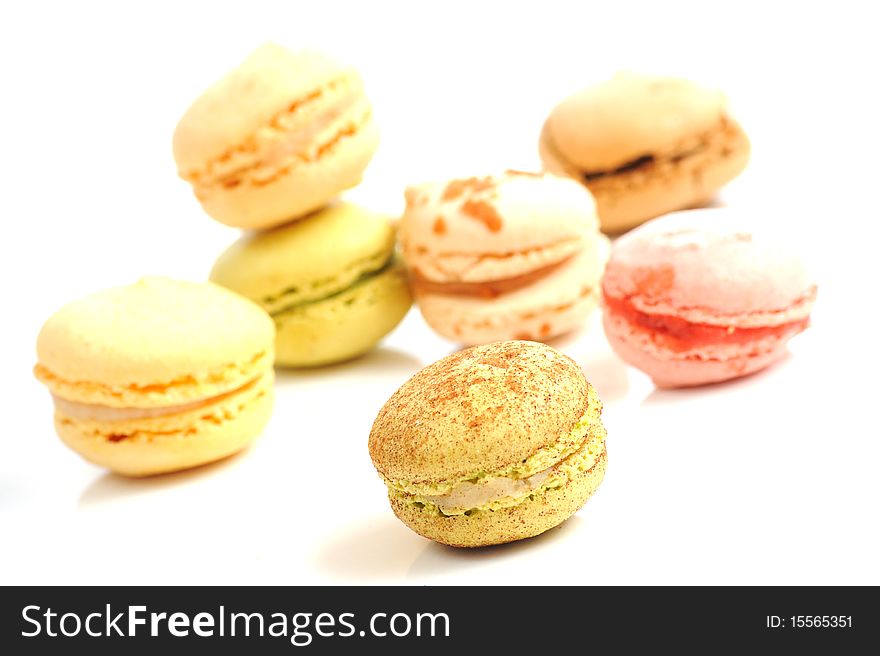 Macaroons Composition On A White Background