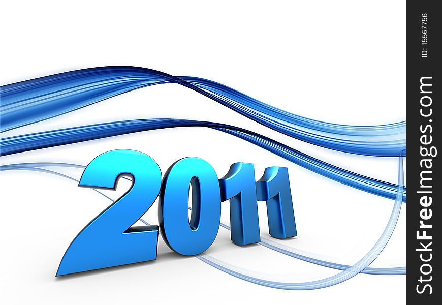 3d new year 2011 shape on wavy background