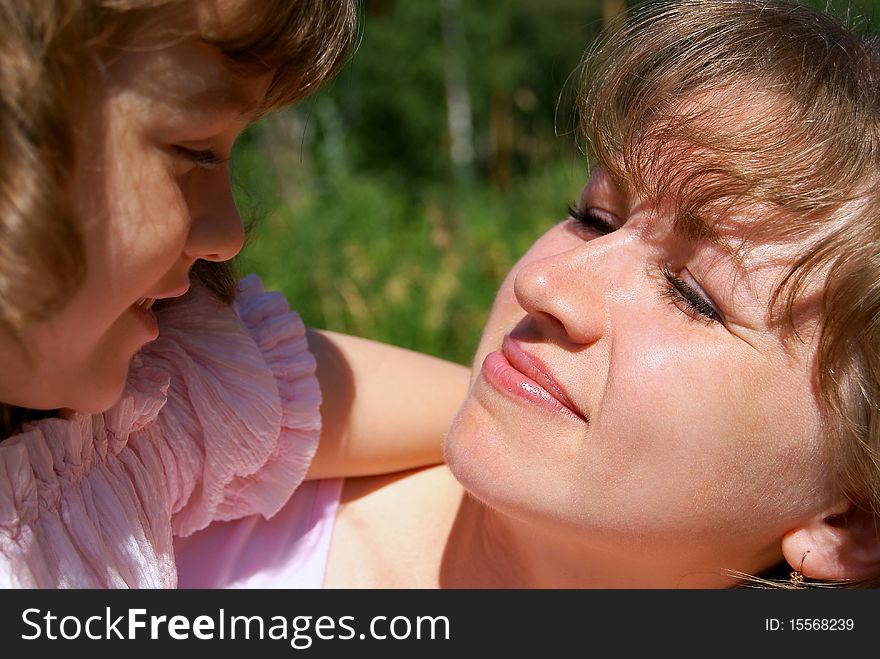 The face of mother and the daughter