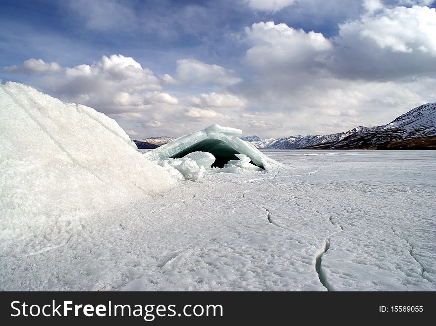 Unique Snow Formation Resembling A Shelter