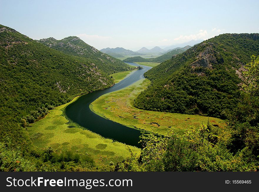 Famous view of Crnojevica river close to Skadarsko lake in Montenegro. Famous view of Crnojevica river close to Skadarsko lake in Montenegro