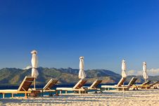 Chairs And Umbrellas On The Beach Royalty Free Stock Photography Chairs And Umbrellas On The Beach Royalty Free Stock Photography