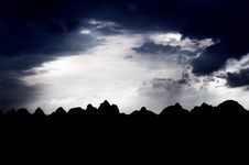 Peaks In Silhouette, Guilin, China Royalty Free Stock Photo