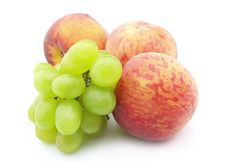 Grapes And  Peaches Royalty Free Stock Photos
