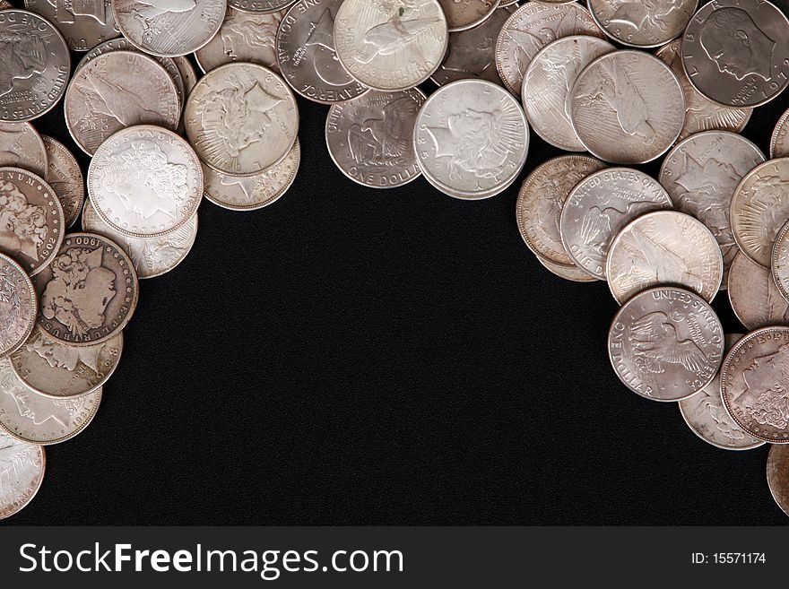 Silver Dollar Background With Copy Space