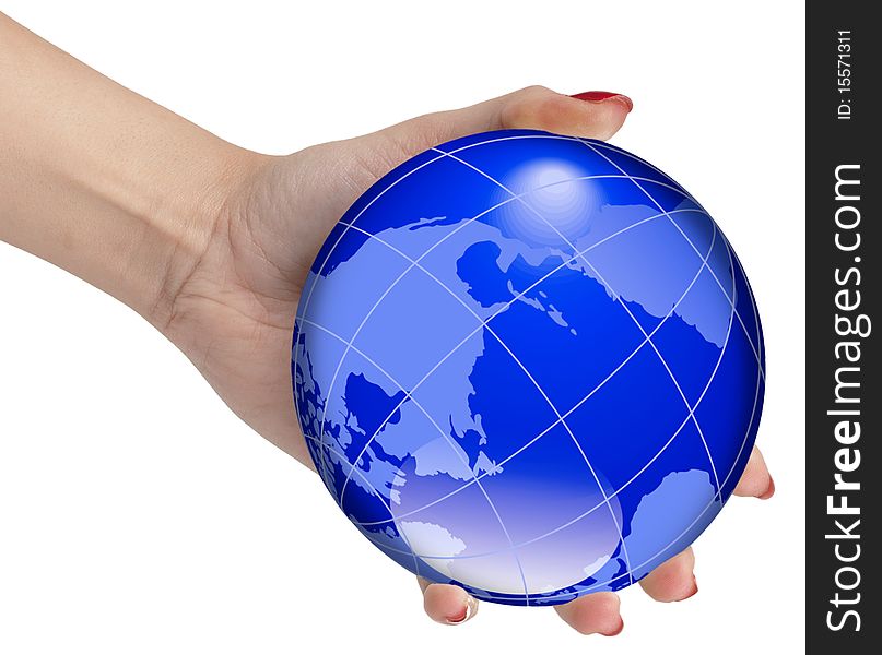 Hand holding the world map globe. Hand holding the world map globe