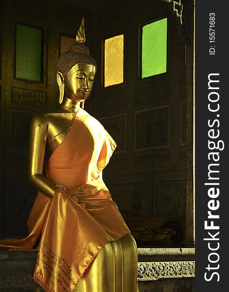 Gold buddha in thai temple