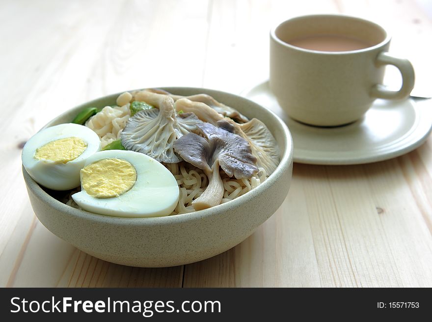 A Bowl Of Noodle and A Cup Of Tea. A Bowl Of Noodle and A Cup Of Tea.