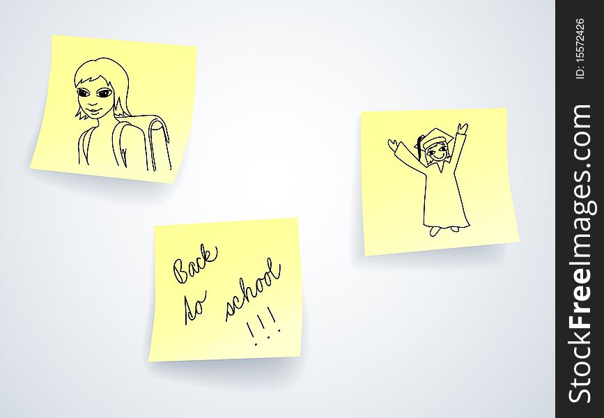 Back to school, vector sticky notes