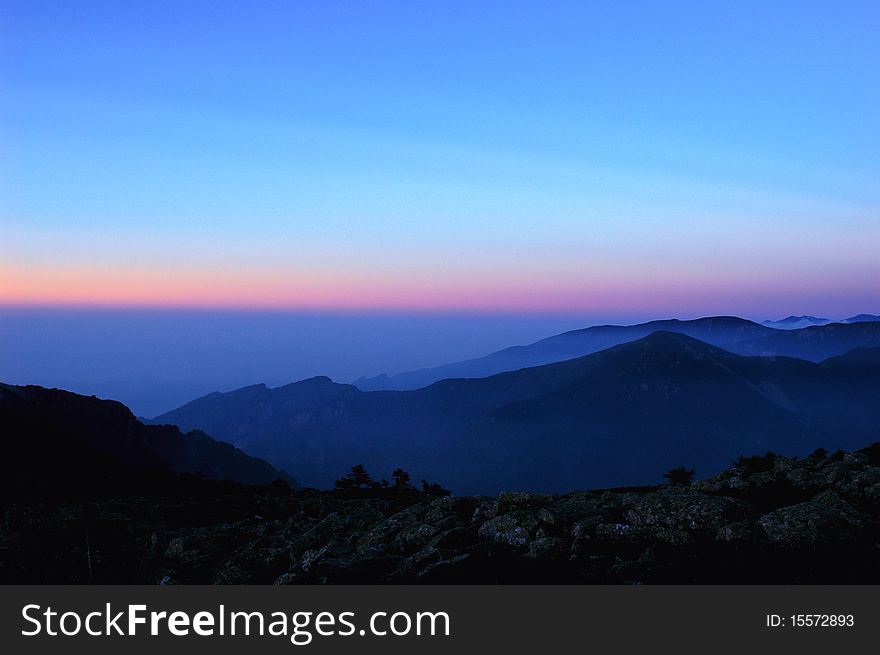 Scenery of sunset at dusk in the mountains. Scenery of sunset at dusk in the mountains