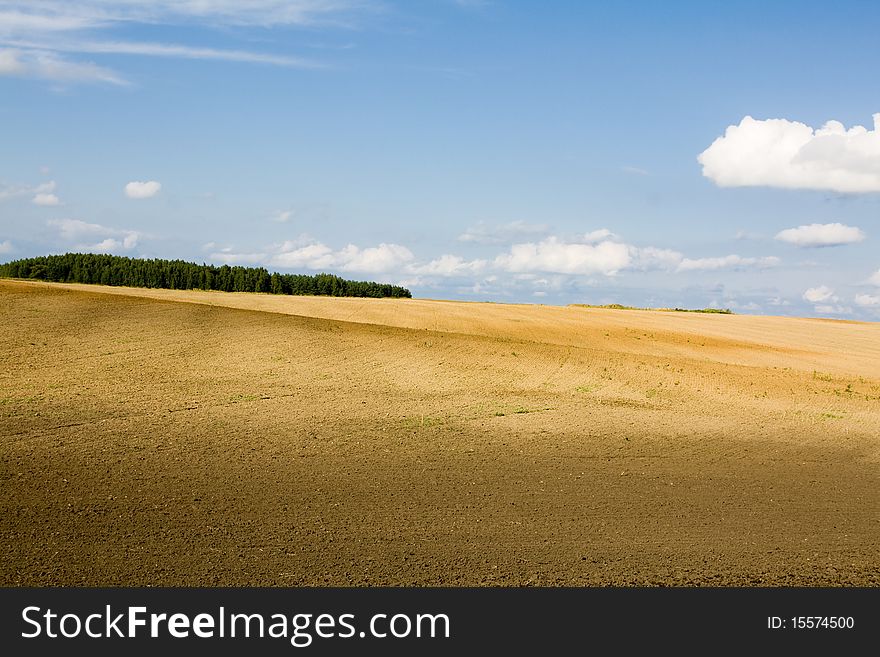 The ploughed field after gathering of ripened wheat. The ploughed field after gathering of ripened wheat
