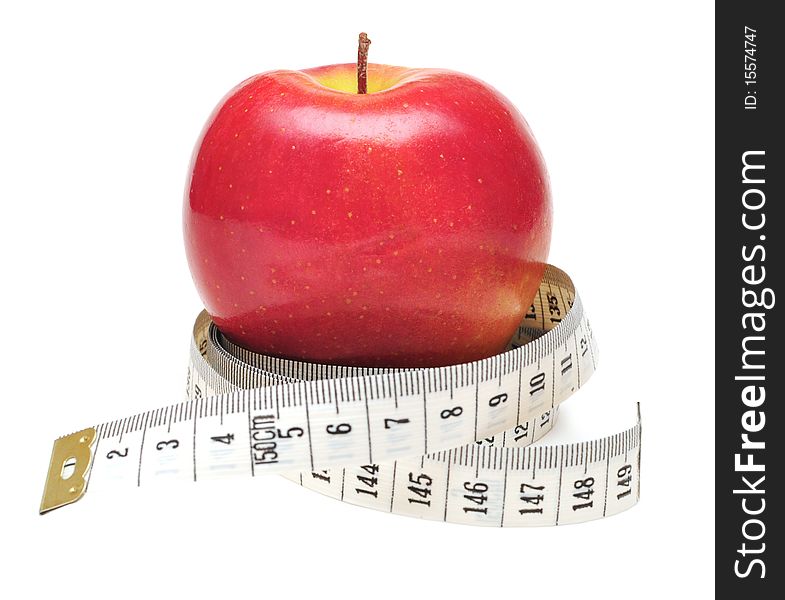 Tape Measure Wrapped Around Red Apple