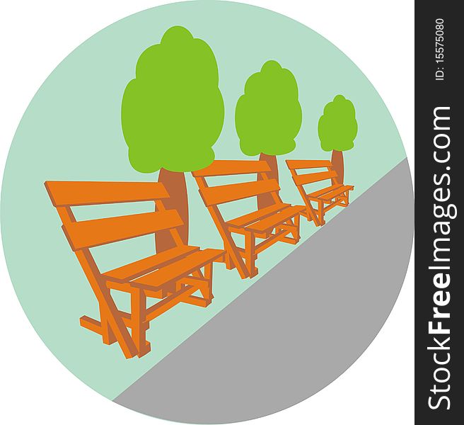 Convenient benches for walking in park. Convenient benches for walking in park