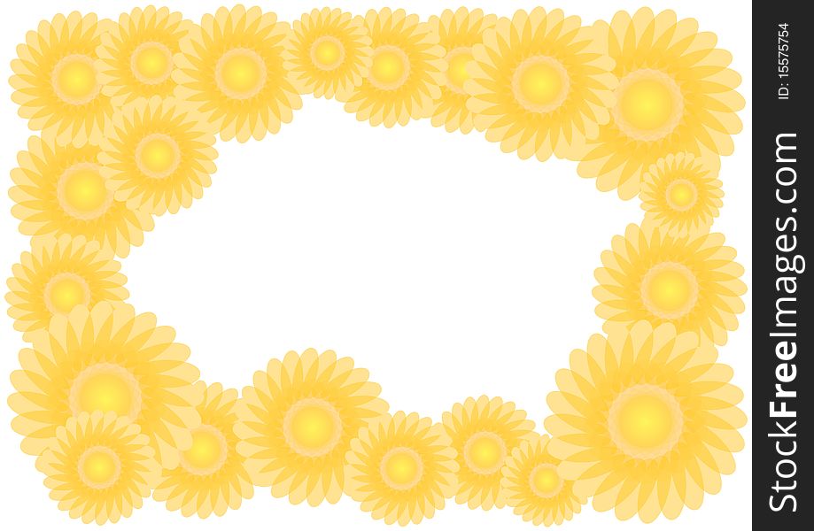 Vector border filled with sunflowers