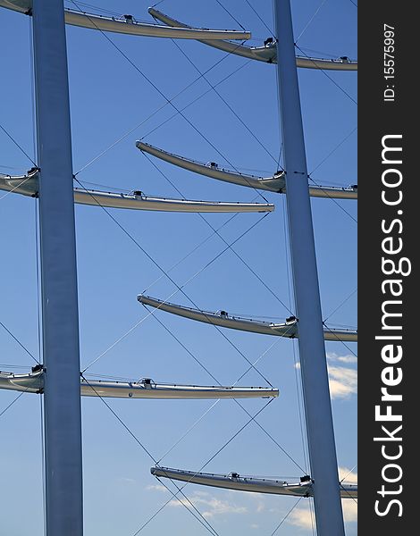 Masts in blue sky. Greece