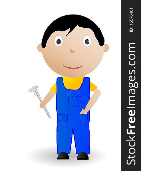 Vector illustration the boy with the tool.